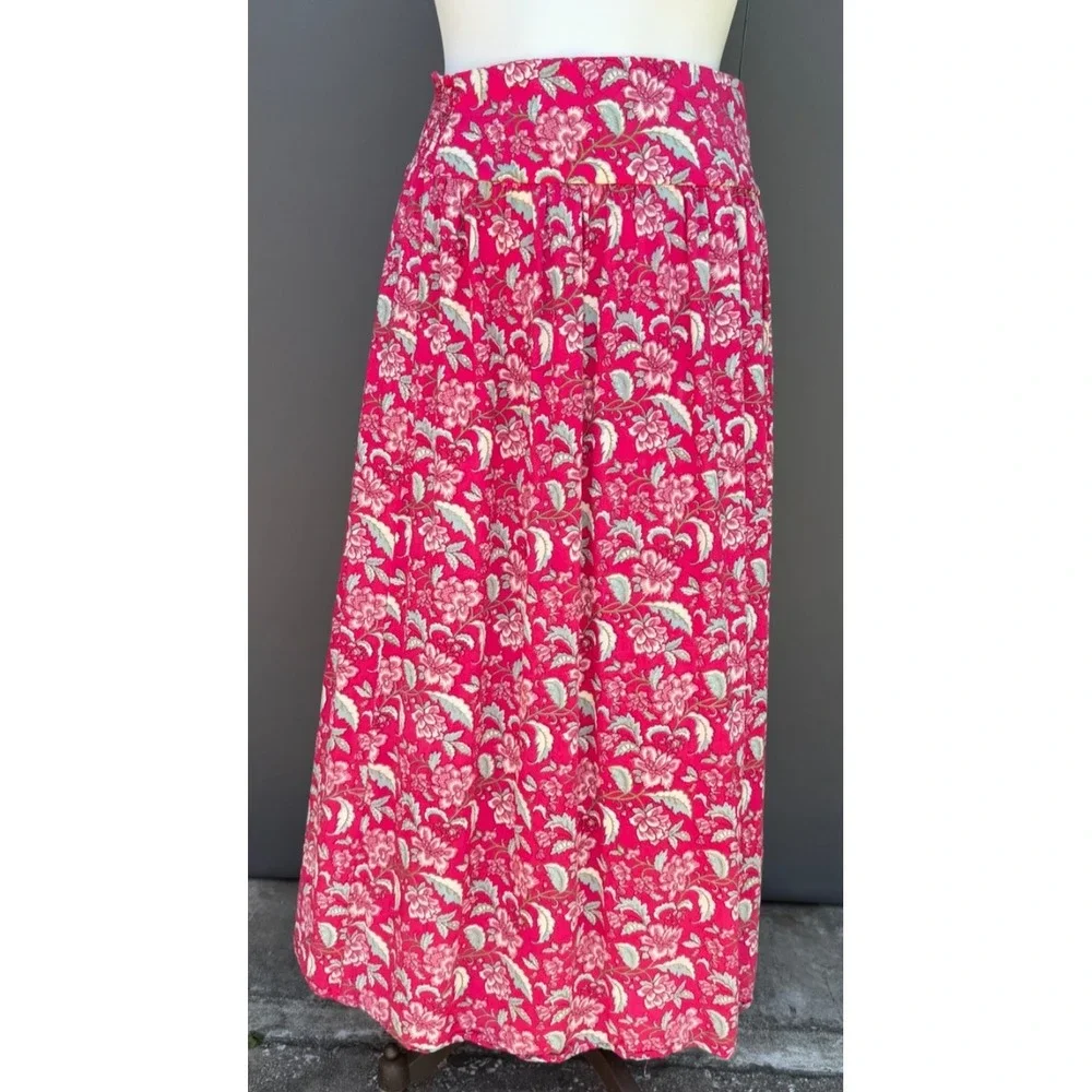 Natural Life Lisa Skirt XL Red Floral Maxi Spring Colorful Hippie Boho Cottage